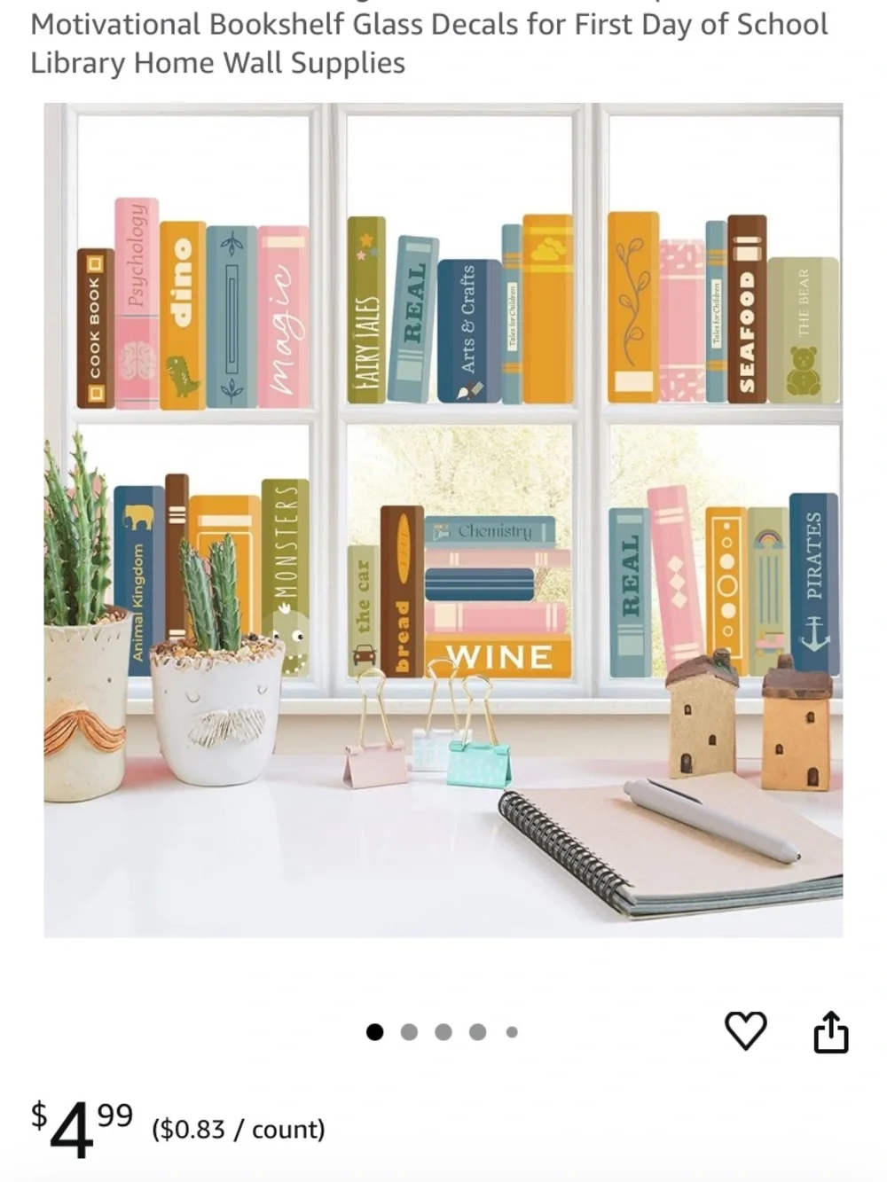 Decorative book window clings